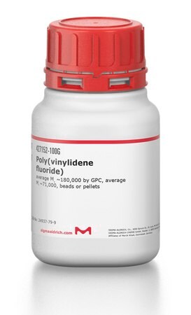 Poly(vinylidene fluoride) – PVDF Granulado, Média Mᵥ ~180.000, Média Mₙ ~71.000 – Sigma-Aldrich 427152